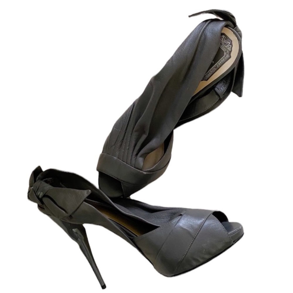 Christian Dior grey leather sling back heels